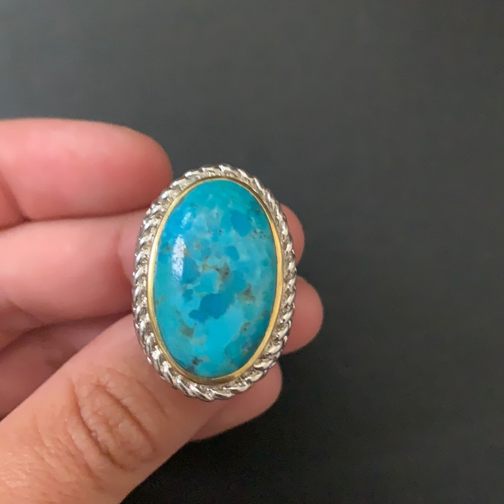 Turquoise Ring 924 Silver - image 1